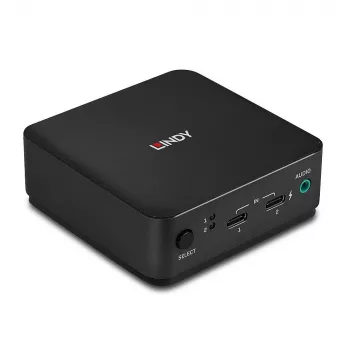 Lindy 2-porttinen Type-C, DisplayPort 1.2 KVM-kytkin, 3840 x 2160 pikseliä, 4K Ultra HD, harmaa