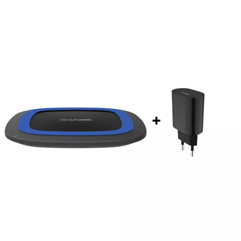 RealPower FreeCharge-10 langaton latausasema adapterilla, musta/sininen (257640)
