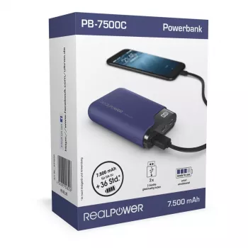 Kannettava akku RealPower PB-7500C 7500 mAh