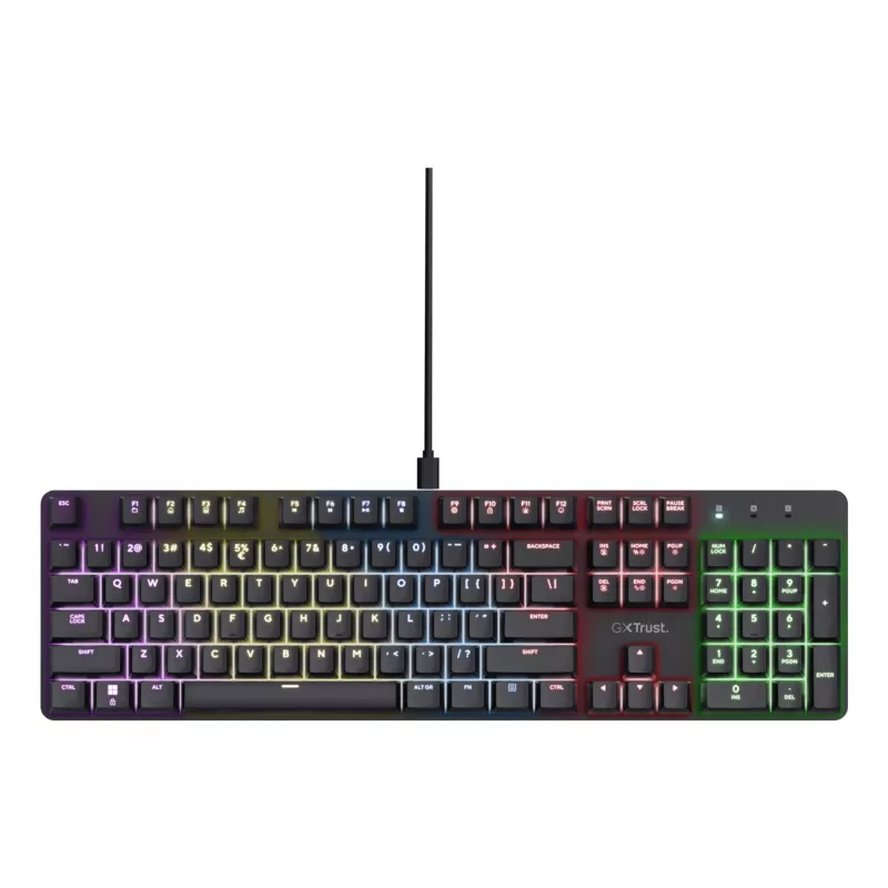 Pelausnäppäimistö Trust GXT 871 Zora mekaaninen USB RGB musta