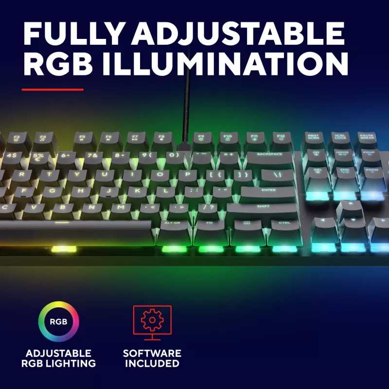 Pelausnäppäimistö Trust GXT 871 Zora mekaaninen USB RGB musta