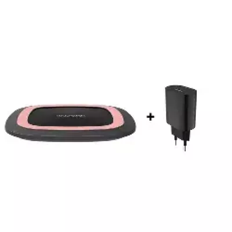 RealPower FreeCharge-10 langaton latausasema adapterilla, musta/pinkki (266105)