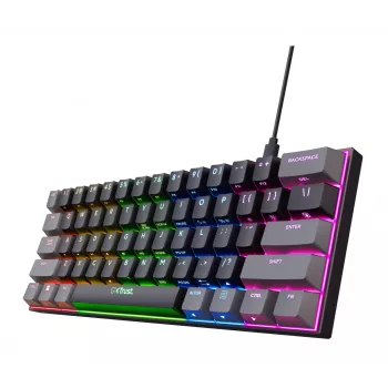 Trust GXT 867 Acira -pelinäppäimistö USB QWERTZ saksa musta harmaa 60% mekaaninen RGB