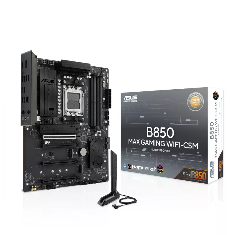 Emolevy ASUS B850 MAX GAMING WIFI Socket AM5 ATX, AMD B850, DDR5, 4 DIMM, 256 GB, Wi‑Fi 6E, 2.5Gb Ethernet