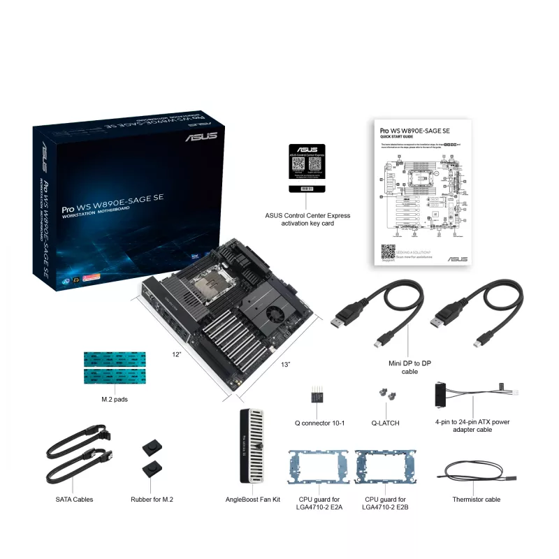 Emolevy ASUS Pro WS W890E-SAGE SE — Intel W890, LGA 4710-2, EEB, 8x DIMM DDR5, Octa-Channel, 10GbE