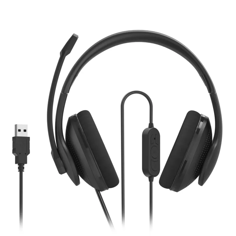 Hama HS-USB300 V2 kuulokemikrofoni langallinen panta toimisto/callcenter USB Type-A musta