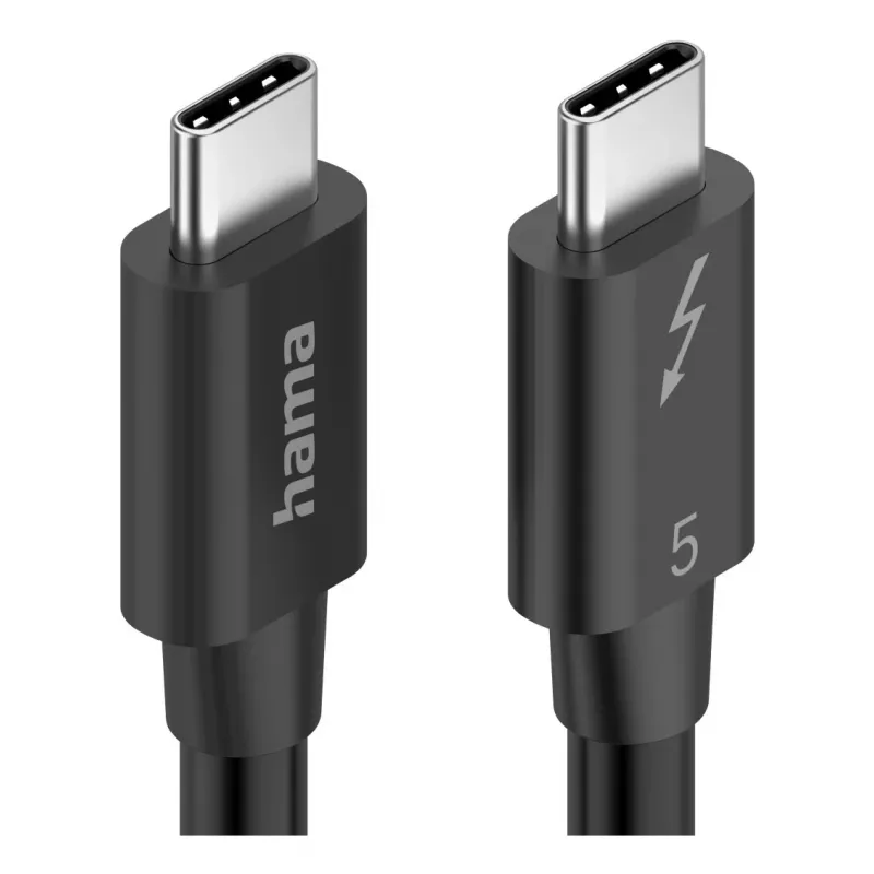 Hama USB-C Thunderbolt 5 -kaapeli 80 Gbit/s, 5 A, 240 W, 8K, 1 m