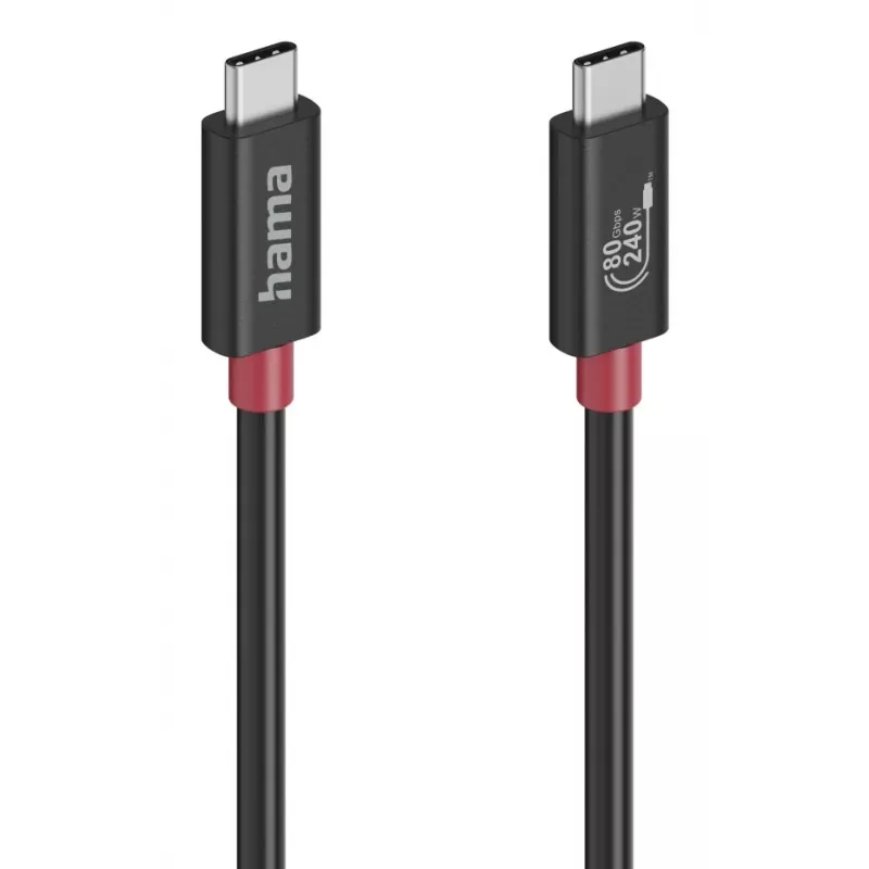 Hama USB-C-kaapeli, E-Marker, USB4 Gen4, 80 Gbit/s, 5 A, 240 W, 1,00 m
