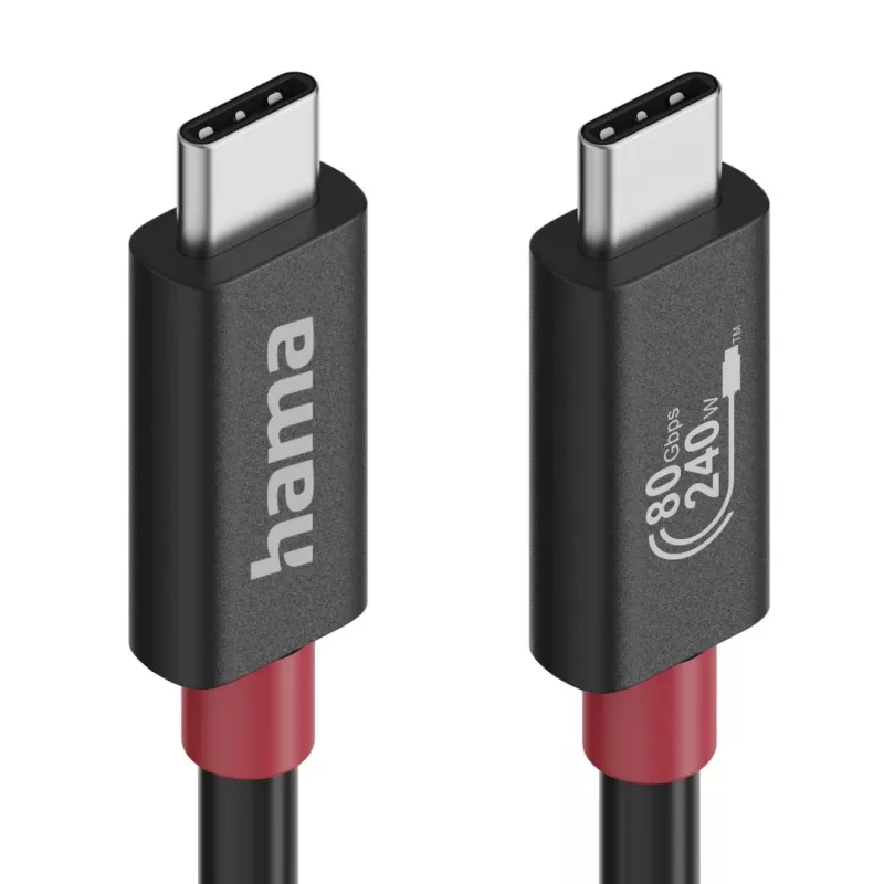 Hama USB-C-kaapeli, E-Marker, USB4 Gen4, 80 Gbit/s, 5 A, 240 W, 1,00 m