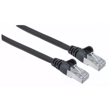 Intellinet verkkokaapeli, Cat7-kaapeli/Cat6A-pistoke, 1 m, musta, kupari, S/FTP, LSOH/LSZH, PVC, RJ45, kullatut kontaktit, rastnasenlos, vedonpoistolla, elinikäinen takuu