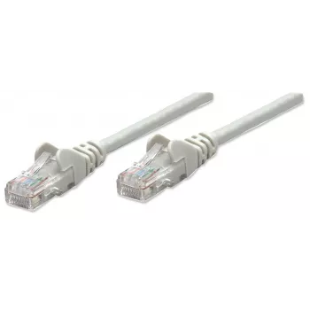 Intellinet verkkokaapeli, Cat5e, 0,5 m, harmaa, CCA, U/UTP, PVC, RJ45, kullatut kontaktit, rastnasenfrei, taittumissuoja, elinikäinen takuu
