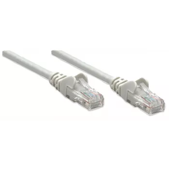 Intellinet verkkokaapeli, Cat5e, 0,5 m, harmaa, CCA, U/UTP, PVC, RJ45, kullatut kontaktit, rastnasenfrei, taittumissuoja, elinikäinen takuu