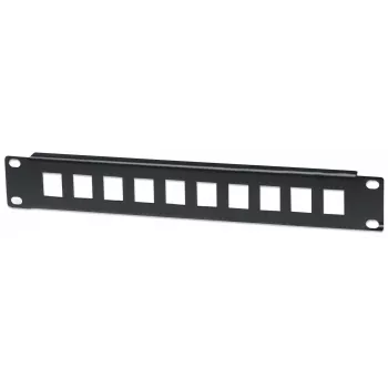 Intellinet patch-paneeli, tyhjä, 10 inch, 1HE, 10-porttinen, musta, rack-asennus, 1HE, musta