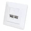 Intellinet 2-porttinen Cat6a 10G suojattu RJ45 seinärasia uppoasennukseen kansikehyksellä, STP, signaalinvalkoinen RAL9003