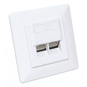 Intellinet 2-porttinen Cat6a 10G suojattu RJ45 seinärasia uppoasennukseen kansikehyksellä, STP, signaalinvalkoinen RAL9003