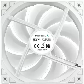 Jäähdytystuuletin DeepCool FD14 ARGB valkoinen 140mm 3in1 — 140 mm, ARGB, valkoinen, 3 kpl:n pakkaus