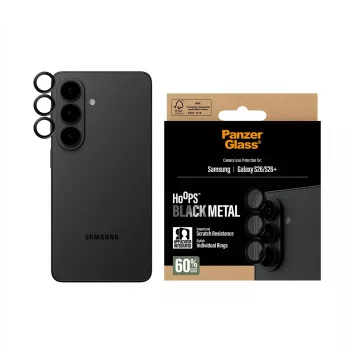 PanzerGlass Hoops kameransuojalasi musta Samsung Galaxy S26 / S26+:lle — karkaistu lasi & silikoni, naarmu- ja iskunkestävä