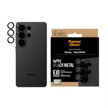 Kameraobjektiivin suojus PanzerGlass Hoops Samsung Galaxy S26 Ultralle — karkaistu lasi, silikoni, musta