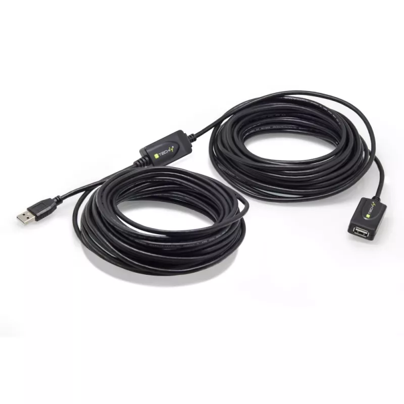 Techly IUSB-REP220TY3 USB-kaapeli USB 2.0 20 m USB A musta
