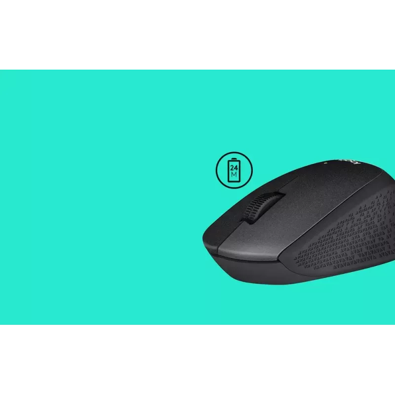 Logitech hiiri M330 SILENT PLUS — RF langaton, oikeakätisille, 1000 DPI, 3 painiketta, vieritysrulla, musta, paristokäyttöinen
