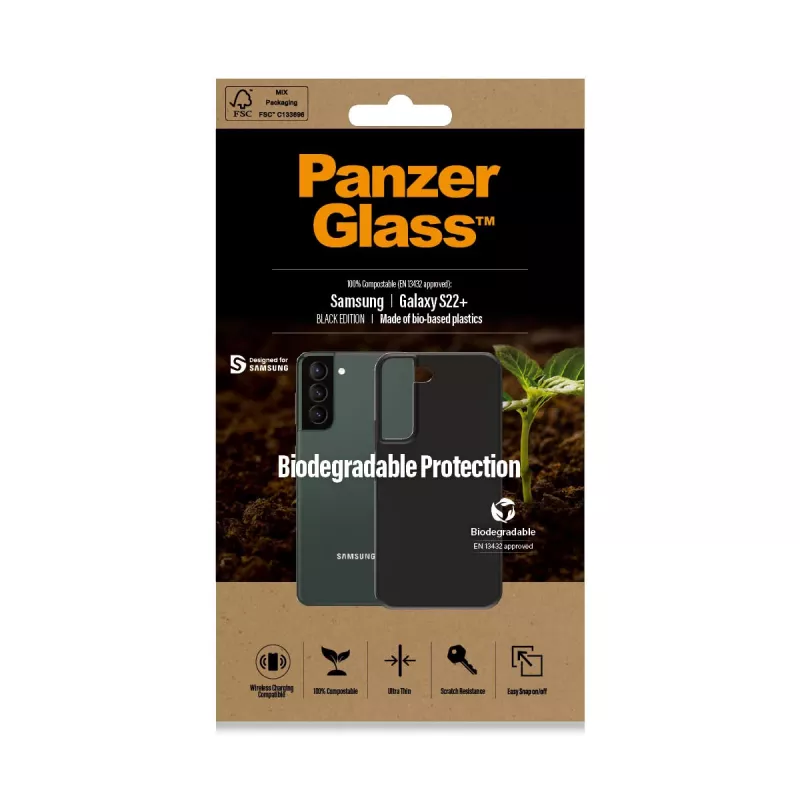 Suojakuori PanzerGlass Samsung Galaxy S22 Plus Musta Biohajoava