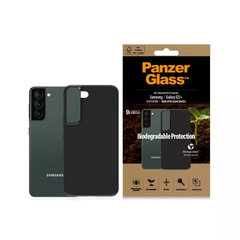 Suojakuori PanzerGlass Samsung Galaxy S22 Plus Musta Biohajoava