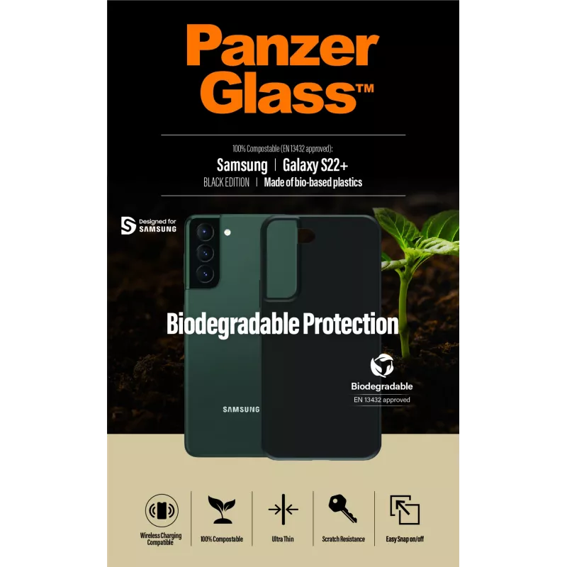 Suojakuori PanzerGlass Samsung Galaxy S22 Plus Musta Biohajoava