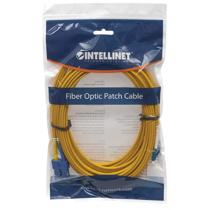 Intellinet kuitu-patchkaapeli, OS2, LC/SC, 1 m, keltainen, duplex, singlemode, 9/125 µm, LSZH, kuitu, elinikäinen takuu