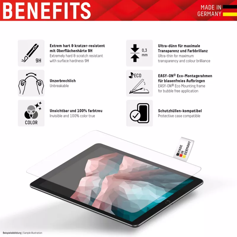 Displex Tablet Glass (9H) Samsung Galaxy Tab A8 -laitteelle, Eco-asennuskehys, särkymätön, ultrahohut, näkymätön