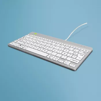 R-Go Tools ergonominen näppäimistö R-Go Compact Break, kompakti näppäimistö tauko-ohjelmistolla, AZERTY (FR), johdollinen, valkoinen