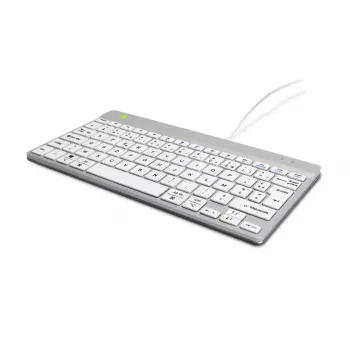 R-Go Tools ergonominen näppäimistö R-Go Compact Break, kompakti näppäimistö tauko-ohjelmistolla, AZERTY (FR), johdollinen, valkoinen