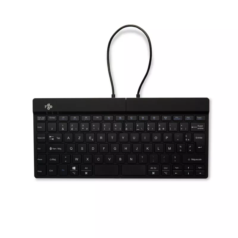 R-Go Tools ergonominen näppäimistö R-Go Split Break tauko-ohjelmistolla, ergonominen jaettu näppäimistö, AZERTY (FR), Bluetooth, musta