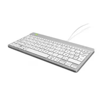 R-Go Tools ergonominen näppäimistö R-Go Compact Break, kompakti näppäimistö tauko-ohjelmistolla, AZERTY (BE), johdollinen, valkoinen