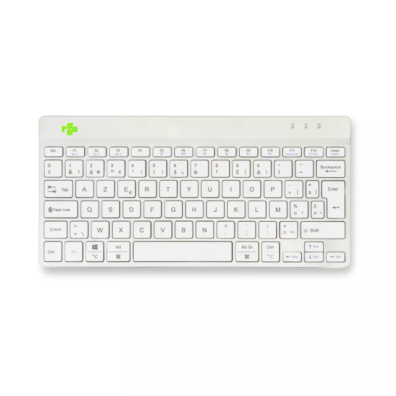 R-Go Tools ergonominen näppäimistö R-Go Compact Break, kompakti näppäimistö tauko-ohjelmistolla, AZERTY (BE), Bluetooth, valkoinen
