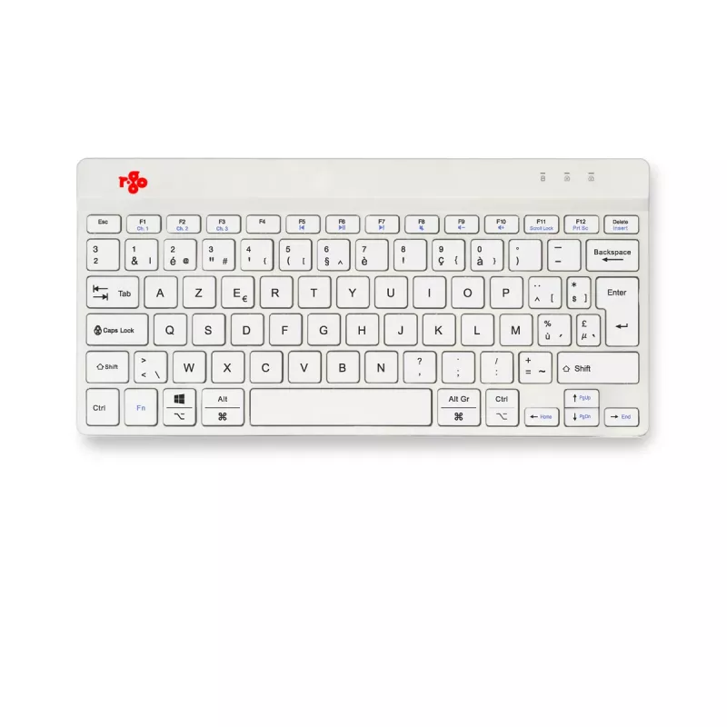 R-Go Tools ergonominen näppäimistö R-Go Compact Break, kompakti näppäimistö tauko-ohjelmistolla, AZERTY (BE), Bluetooth, valkoinen