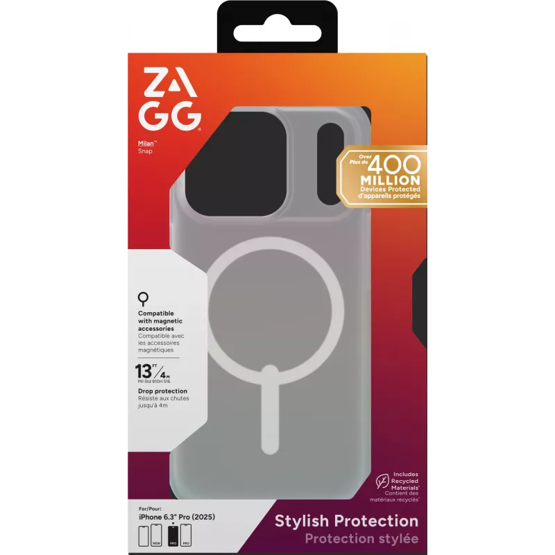 ZAGG Milan Snap -kotelo Apple iPhone 17 Pro, irisoiva, kuori, Apple, iPhone 17 Pro, 16 cm (6,3 tuumaa), monivärinen