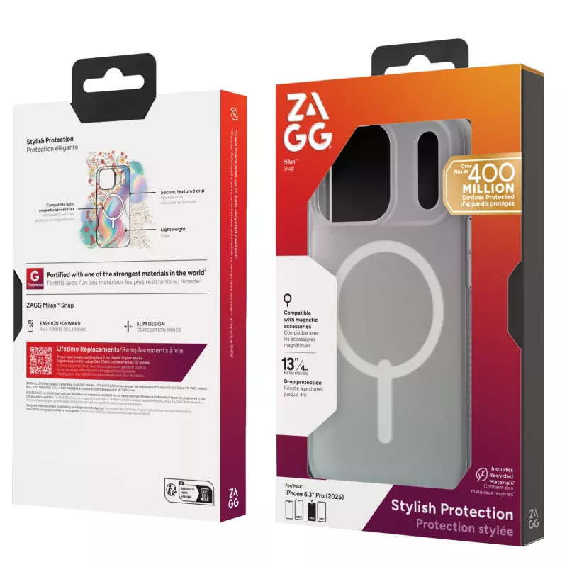 ZAGG Milan Snap -kotelo Apple iPhone 17 Pro, irisoiva, kuori, Apple, iPhone 17 Pro, 16 cm (6,3 tuumaa), monivärinen