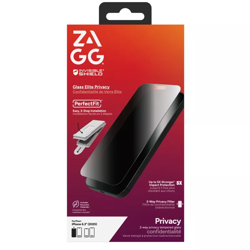 ZAGG InvisibleShield Glass Elite Privacy -näytönsuoja Apple iPhonelle