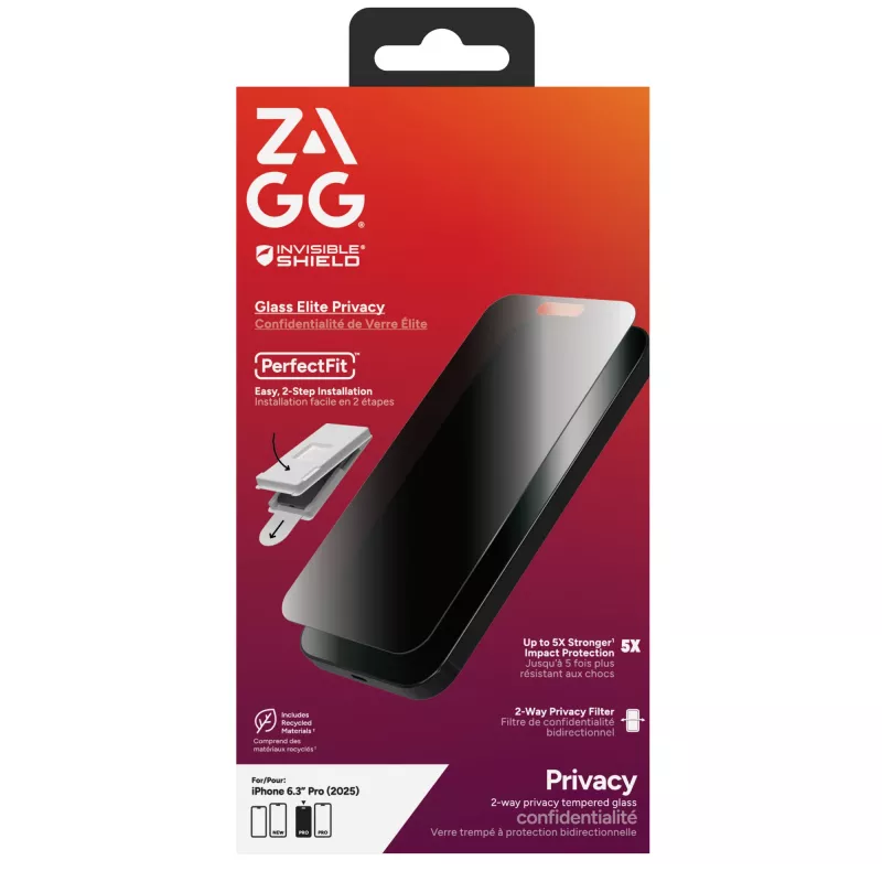 ZAGG InvisibleShield Glass Elite Privacy -näytönsuoja Apple iPhonelle