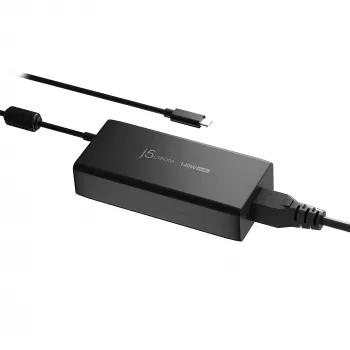 USB-C GaN -laturi j5create JUP17140 140W PD3.1, sisäkäyttöön, musta, 59×127×30,5 mm