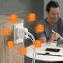 j5 create 70W GaN USB-C 4-porttinen laturi — sisäkäyttöön, verkkovirtakäyttöinen, yleisesti yhteensopiva, valkoinen