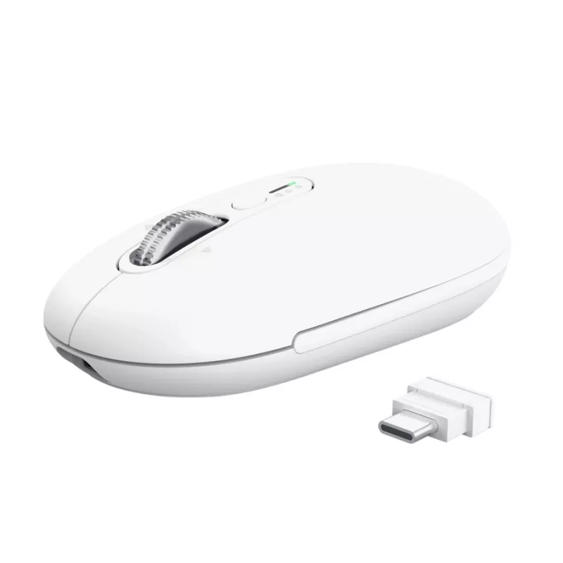 Langaton toimistohiiri TRUST Seron ohut Multi – molempikätinen, RF + Bluetooth, optinen 3200 DPI, 7 painiketta, valkoinen