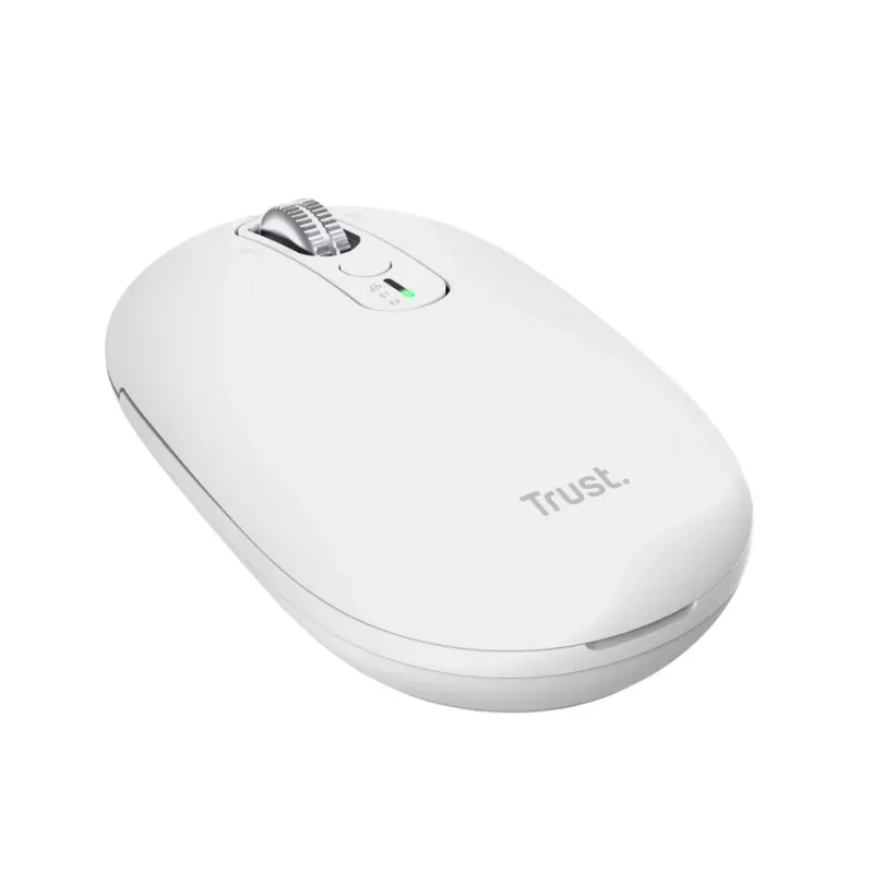Langaton toimistohiiri TRUST Seron ohut Multi – molempikätinen, RF + Bluetooth, optinen 3200 DPI, 7 painiketta, valkoinen