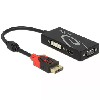 Delock 62902 DisplayPort 1.2 - VGA / HDMI / DVI -sovitin, 4K, passiivinen, musta