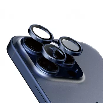 PanzerGlass Hoops kameran linssinsuoja iPhone 15 Pro 15 Pro Max sininen titanium naarmuuntumaton iskunkestävä