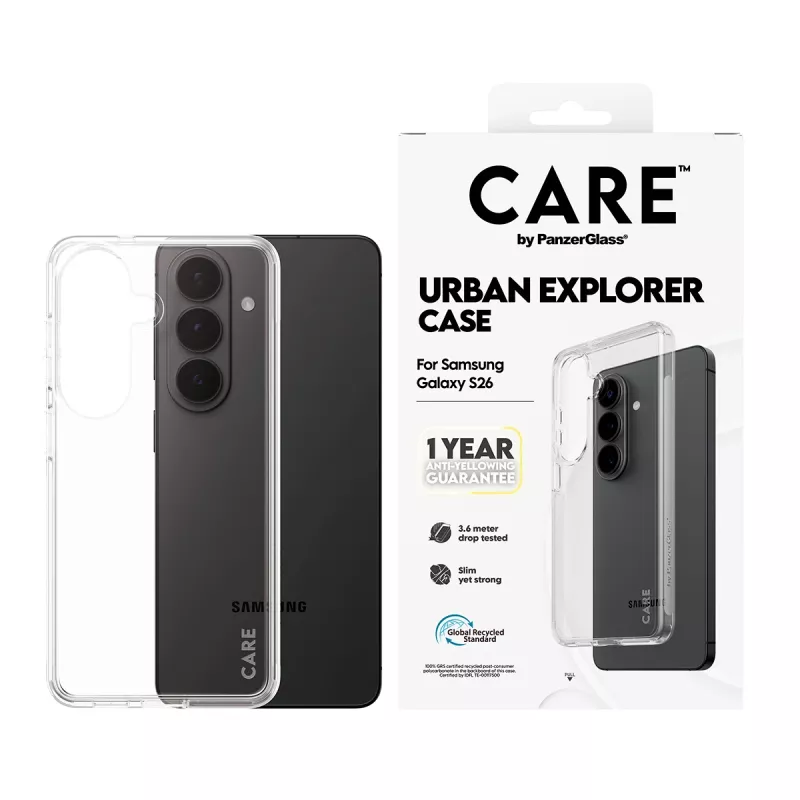 Suojakotelo PanzerGlass CARE™ Urban Explorer läpinäkyvä Samsung Galaxy S26:lle