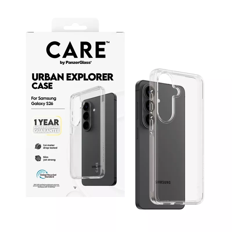 Suojakotelo PanzerGlass CARE™ Urban Explorer läpinäkyvä Samsung Galaxy S26:lle