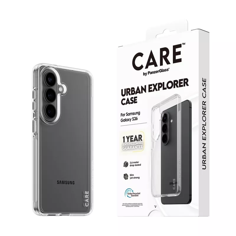 Suojakotelo PanzerGlass CARE™ Urban Explorer läpinäkyvä Samsung Galaxy S26:lle
