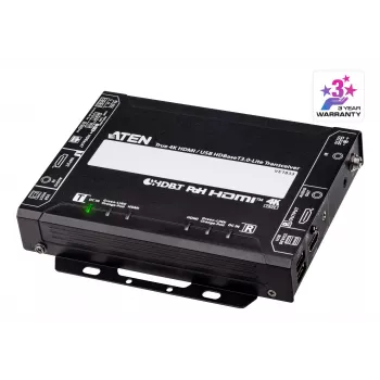 AV-lähetin ja -vastaanotin ATEN True 4K HDMI/USB HDBT3.0-Lite – 4096×2160 @ jopa 40 m, USB Type-A/Type-B, tasavirtalähde