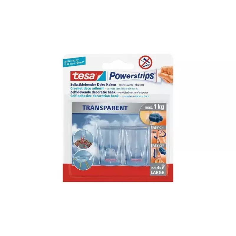 Yleiskoukut Tesa Powerstrips läpinäkyvä DECO 58813-00000-00
